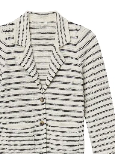 FRAME Women's The Crochet Striped Blazer - Cream Multi | Thumbnail 7