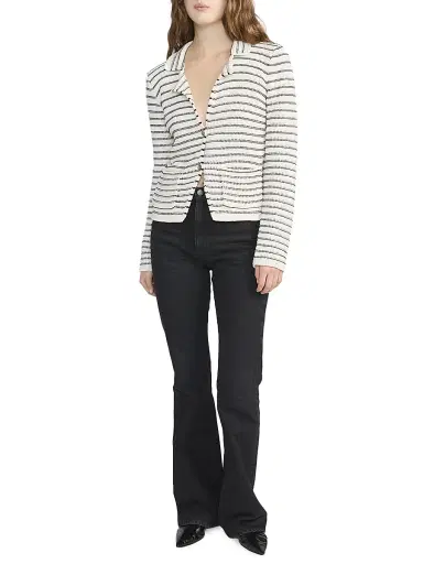FRAME Women's The Crochet Striped Blazer - Cream Multi | Thumbnail 1