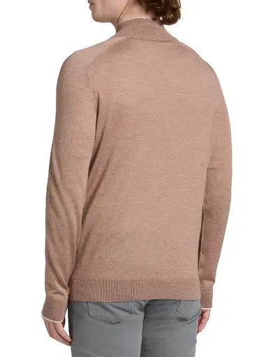 Saks Fifth Avenue Men's Wool-Blend Quater-Zip Sweater - Brown - Size XXL | Thumbnail 5