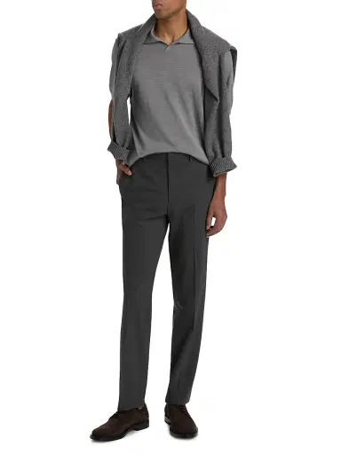 Saks Fifth Avenue Men's Lamar Johnny Collar Short-Sleeve Sweater - Grey - Size XXL | Thumbnail 2 Saks Fifth Avenue Men's Lamar Johnny Collar Short-Sleeve Sweater - Grey - Size XXL | Thumbnail 2