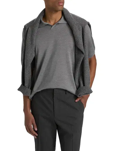 Saks Fifth Avenue Men's Lamar Johnny Collar Short-Sleeve Sweater - Grey - Size XXL | Thumbnail 3 Saks Fifth Avenue Men's Lamar Johnny Collar Short-Sleeve Sweater - Grey - Size XXL | Thumbnail 3