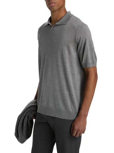 Saks Fifth Avenue Men's Lamar Johnny Collar Short-Sleeve Sweater - Grey - Size XXL | Thumbnail 4 Saks Fifth Avenue Men's Lamar Johnny Collar Short-Sleeve Sweater - Grey - Size XXL | Thumbnail 4