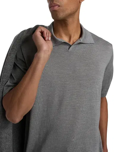 Saks Fifth Avenue Men's Lamar Johnny Collar Short-Sleeve Sweater - Grey - Size XXL | Thumbnail 6 Saks Fifth Avenue Men's Lamar Johnny Collar Short-Sleeve Sweater - Grey - Size XXL | Thumbnail 6