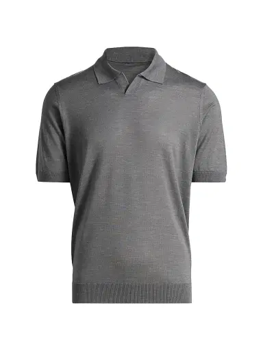 Saks Fifth Avenue Men's Lamar Johnny Collar Short-Sleeve Sweater - Grey - Size XXL | Thumbnail 1 Saks Fifth Avenue Men's Lamar Johnny Collar Short-Sleeve Sweater - Grey - Size XXL | Thumbnail 1