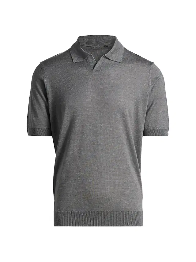 Saks Fifth Avenue Men's Lamar Johnny Collar Short-Sleeve Sweater - Grey