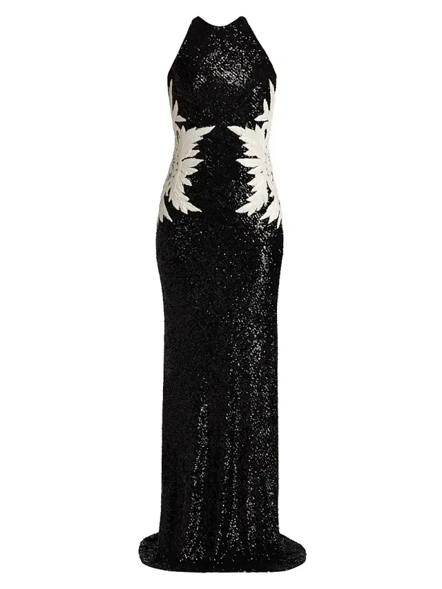 Naeem Khan Women's Sequined Mermaid Gown - Black And White