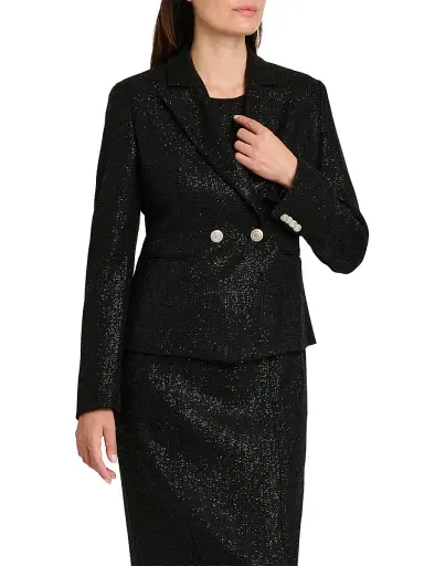 Kiton Women's Metallic Double-Breasted Blazer - Black - Size 8 | Thumbnail 3 Kiton Women's Metallic Double-Breasted Blazer - Black - Size 8 | Thumbnail 3