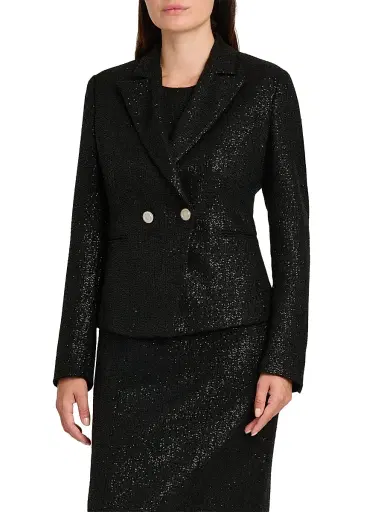 Kiton Women's Metallic Double-Breasted Blazer - Black - Size 8 | Thumbnail 4 Kiton Women's Metallic Double-Breasted Blazer - Black - Size 8 | Thumbnail 4