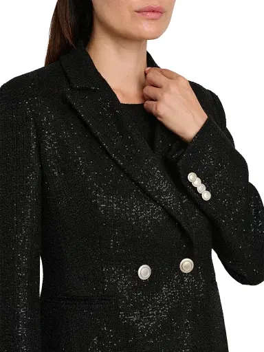 Kiton Women's Metallic Double-Breasted Blazer - Black - Size 8 | Thumbnail 6 Kiton Women's Metallic Double-Breasted Blazer - Black - Size 8 | Thumbnail 6