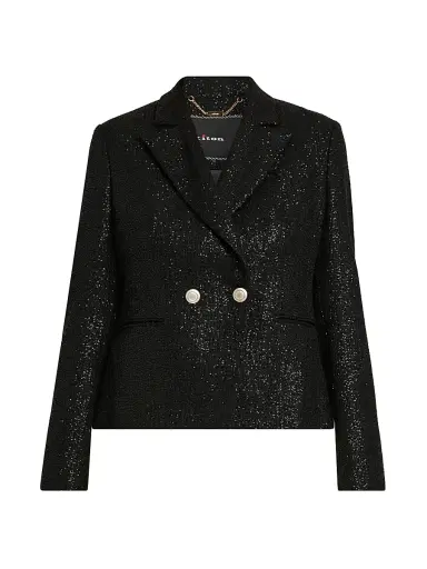 Kiton Women's Metallic Double-Breasted Blazer - Black - Size 8 | Thumbnail 1 Kiton Women's Metallic Double-Breasted Blazer - Black - Size 8 | Thumbnail 1