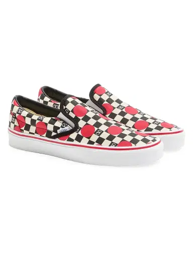 Valentino Garavani Men's and Vans Slip-On Sneakers in Fabric with VLogo Checkerboard Print and Polka Dot Detail - Butter Black Rouge Pur - Size 11.5 | Thumbnail 2 Valentino Garavani Men's and Vans Slip-On Sneakers in Fabric with VLogo Checkerboard Print and Polka Dot Detail - Butter Black Rouge Pur - Size 11.5 | Thumbnail 2