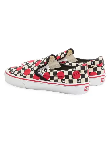 Valentino Garavani Men's and Vans Slip-On Sneakers in Fabric with VLogo Checkerboard Print and Polka Dot Detail - Butter Black Rouge Pur - Size 11.5 | Thumbnail 3 Valentino Garavani Men's and Vans Slip-On Sneakers in Fabric with VLogo Checkerboard Print and Polka Dot Detail - Butter Black Rouge Pur - Size 11.5 | Thumbnail 3