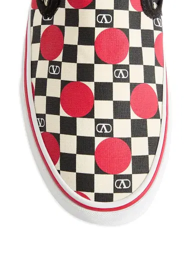 Valentino Garavani Men's and Vans Slip-On Sneakers in Fabric with VLogo Checkerboard Print and Polka Dot Detail - Butter Black Rouge Pur - Size 11.5 | Thumbnail 6 Valentino Garavani Men's and Vans Slip-On Sneakers in Fabric with VLogo Checkerboard Print and Polka Dot Detail - Butter Black Rouge Pur - Size 11.5 | Thumbnail 6