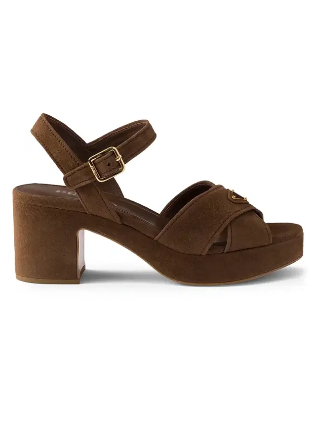 Women's Suede Platform Sandals - Light Brown