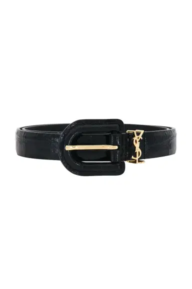 Saint Laurent Croc Embossed Boucle Recouverte Belt | Thumbnail 3 Saint Laurent Croc Embossed Boucle Recouverte Belt | Thumbnail 3