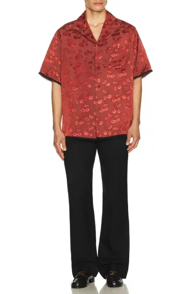 Valentino Satin Cherry Button Up Shirt | Thumbnail 3