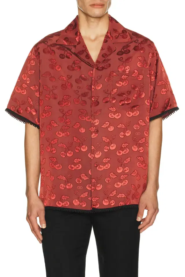 Valentino Satin Cherry Button Up Shirt