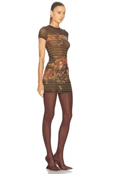Jean Paul Gaultier Mesh Printed Mariniére Grape Short Dress | Thumbnail 2 Jean Paul Gaultier Mesh Printed Mariniére Grape Short Dress | Thumbnail 2