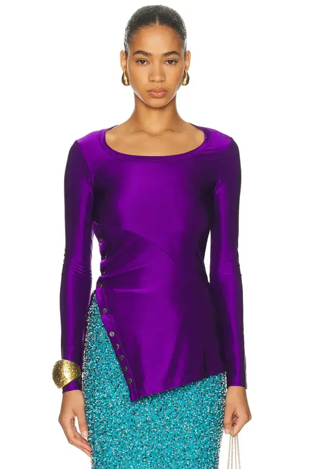 RABANNE Side Buttoned Long Sleeve Top