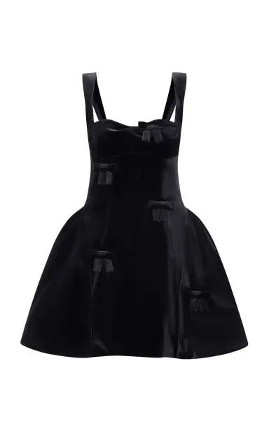 Leo Lin Ariel Bow Velvet Mini Dress | Thumbnail 1