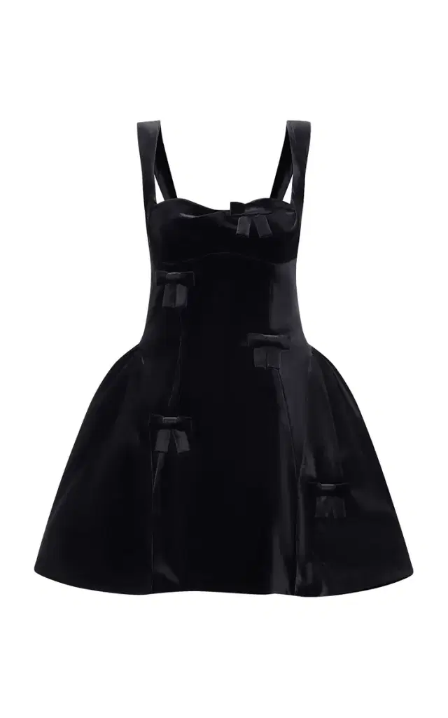 Leo Lin Ariel Bow Velvet Mini Dress
