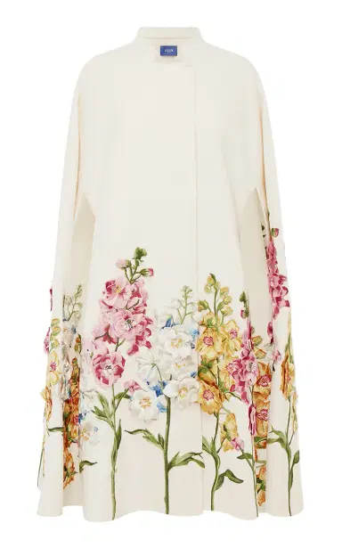 LEO LIN Clover Embroidered Wool Cape Jacket | Thumbnail 1