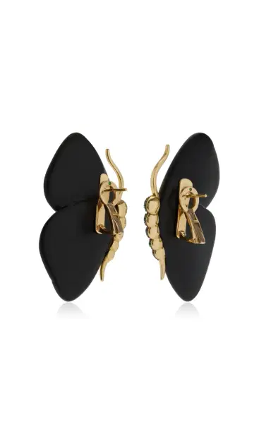 Silvia Furmanovich Marquetry Butterfly Earrings With Emeralds | Thumbnail 3