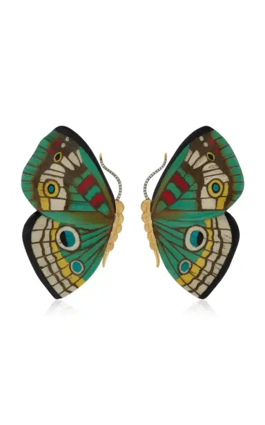 Silvia Furmanovich Marquetry Butterfly Earrings With Diamonds | Thumbnail 1