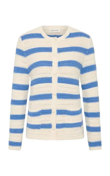 ROAME Manon Striped Cotton Knit Cardigan | Thumbnail 1