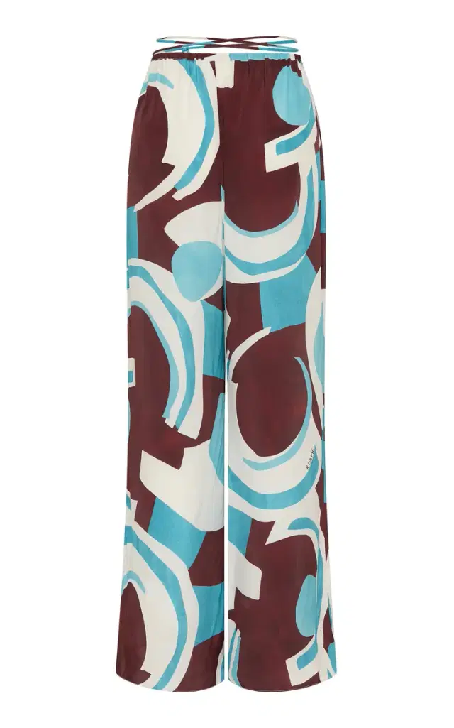 ROAME. Sistine Printed High-Rise Wide-Leg Tie Pants