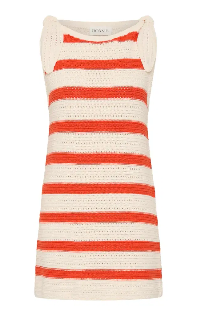 ROAME. Manon Striped Knit Cotton Mini Dress