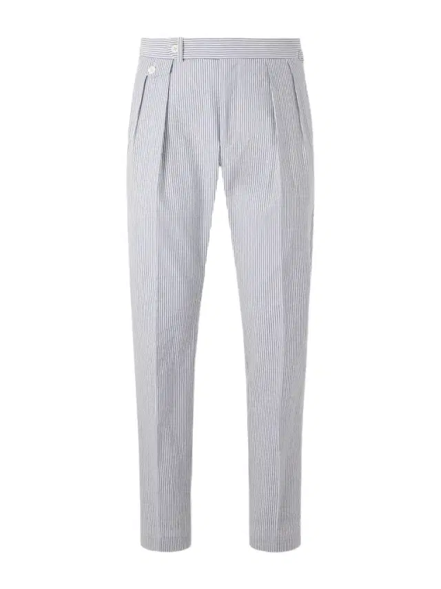 Tapered Striped Cotton-Seersucker Trousers - Men