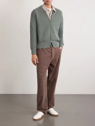 PIACENZA 1733 Slim-Fit Honeycomb-Knit Cotton Bomber Jacket - Men | Thumbnail 2