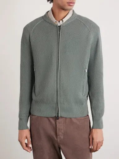 PIACENZA 1733 Slim-Fit Honeycomb-Knit Cotton Bomber Jacket - Men | Thumbnail 3