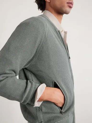 PIACENZA 1733 Slim-Fit Honeycomb-Knit Cotton Bomber Jacket - Men | Thumbnail 5