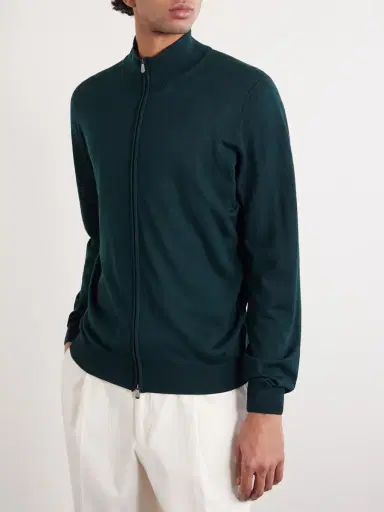 PIACENZA 1733 Slim-Fit Virgin Wool Zip-Up Cardigan - Men | Thumbnail 3