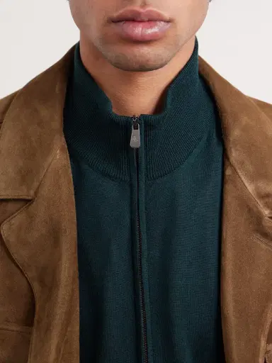 PIACENZA 1733 Slim-Fit Virgin Wool Zip-Up Cardigan - Men | Thumbnail 5
