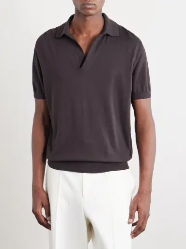 Tom Ford Sea Island Cotton and Silk-Blend Polo Shirt - Men | Thumbnail 3