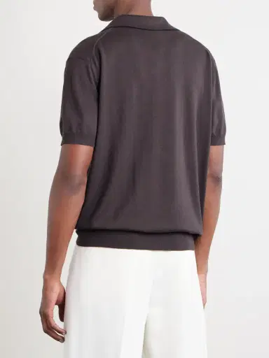 Tom Ford Sea Island Cotton and Silk-Blend Polo Shirt - Men | Thumbnail 4
