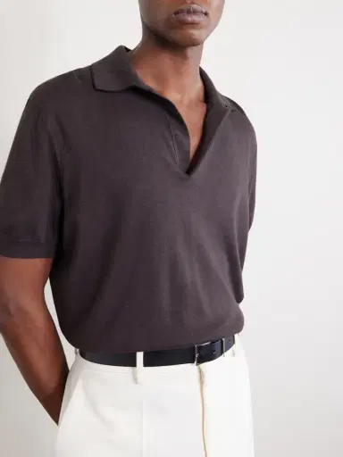 Tom Ford Sea Island Cotton and Silk-Blend Polo Shirt - Men | Thumbnail 5