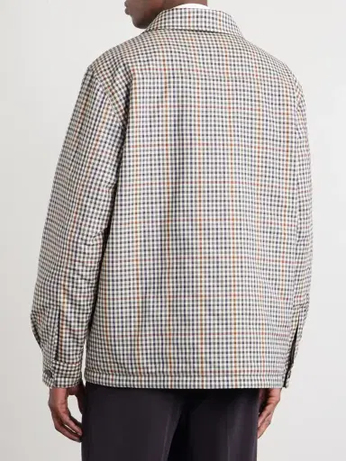 dunhill Reversible Padded Checked Wool Overshirt - Men | Thumbnail 4 dunhill Reversible Padded Checked Wool Overshirt - Men | Thumbnail 4