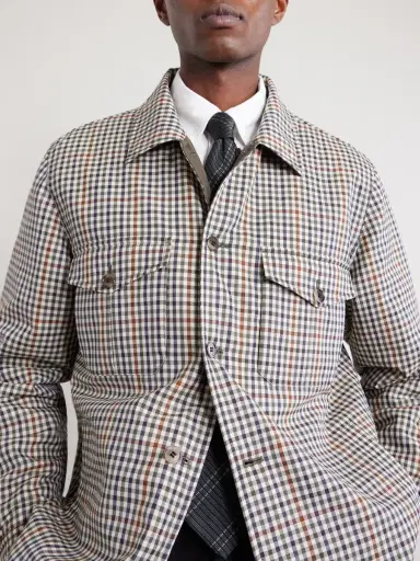 dunhill Reversible Padded Checked Wool Overshirt - Men | Thumbnail 5 dunhill Reversible Padded Checked Wool Overshirt - Men | Thumbnail 5