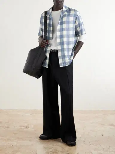 Jil Sander Camp-Collar Checked Poplin Shirt - Men | Thumbnail 2 Jil Sander Camp-Collar Checked Poplin Shirt - Men | Thumbnail 2