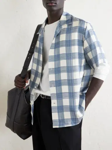 Jil Sander Camp-Collar Checked Poplin Shirt - Men | Thumbnail 5 Jil Sander Camp-Collar Checked Poplin Shirt - Men | Thumbnail 5
