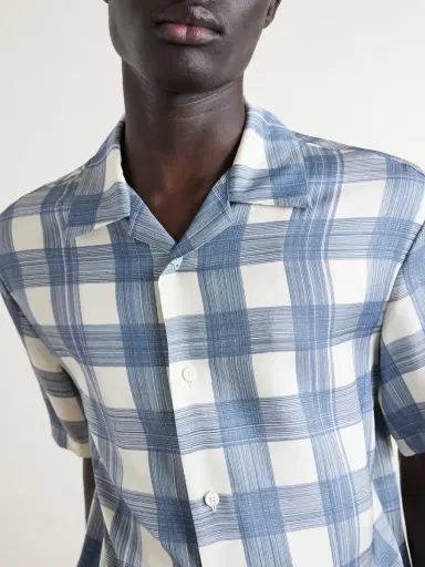Jil Sander Camp-Collar Checked Poplin Shirt - Men | Thumbnail 6 Jil Sander Camp-Collar Checked Poplin Shirt - Men | Thumbnail 6