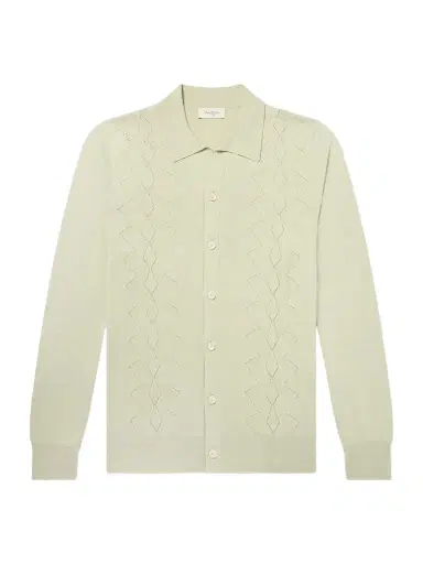 PIACENZA 1733 Pointelle-Knit Silk and Cotton-Blend Cardigan - Men | Thumbnail 1