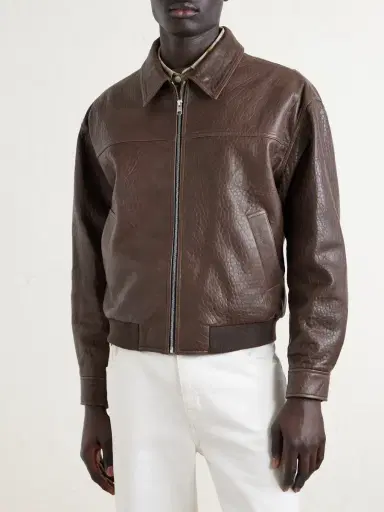 Frame Textured-Leather Bomber Jacket - Men | Thumbnail 3 Frame Textured-Leather Bomber Jacket - Men | Thumbnail 3