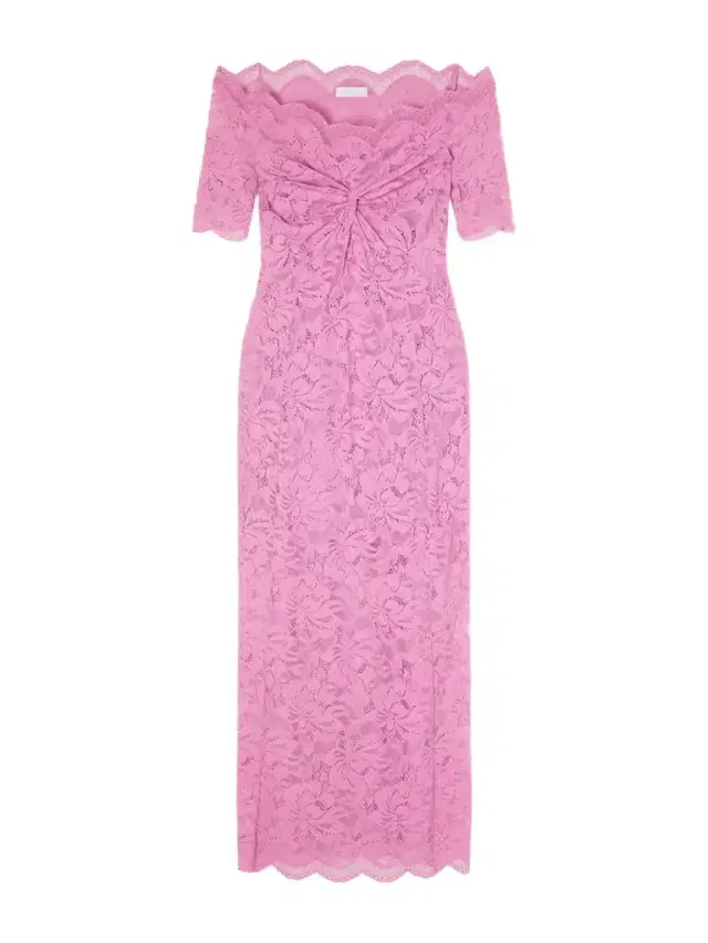 Rabanne Off-the-shoulder Scalloped Lace Midi Dress