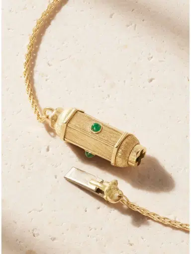 Marie Lichtenberg Micro Coco Locket 18-karat Gold Emerald Necklace | Thumbnail 3