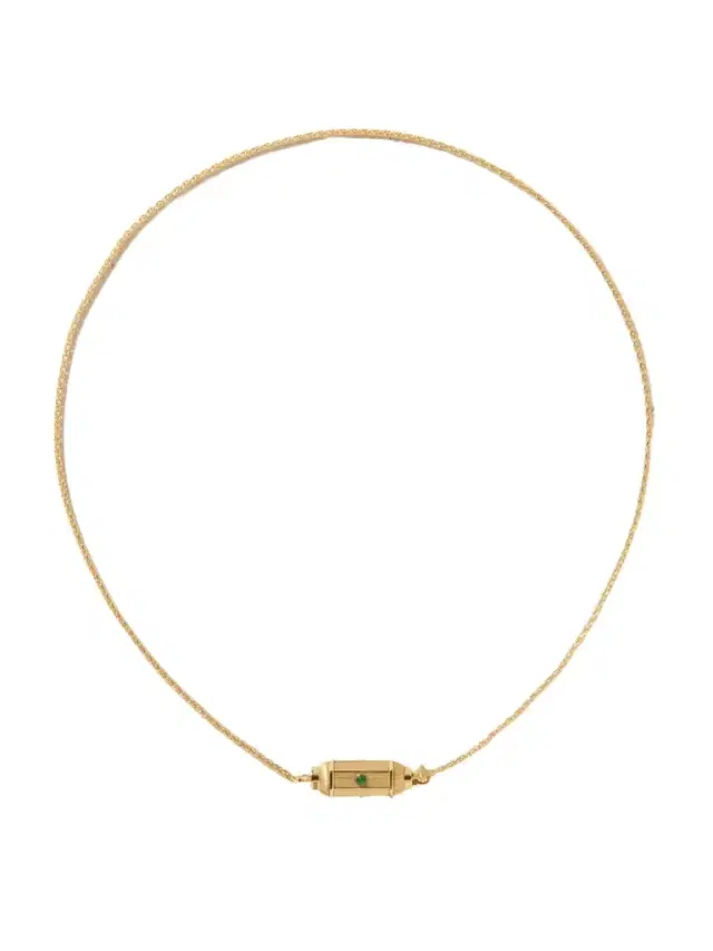 Marie Lichtenberg Micro Coco Locket 18-karat Gold Emerald Necklace
